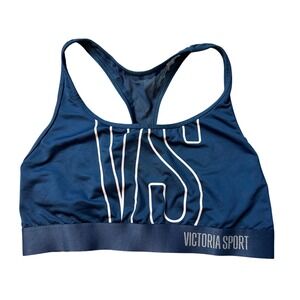 Victoria Sport Sports Bra Women L Blue The Player Racerback Graphic Athletic